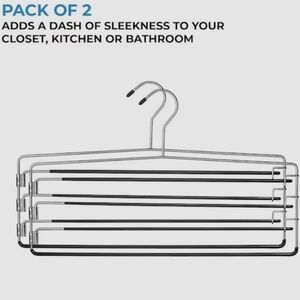USTECH 2-Pack 3-Tier Steel Non-Slip Pants/Skirt Hangers – Chrome
